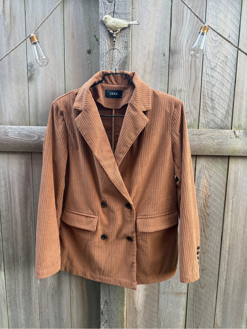 Cider Women's Double-Breasted Corduroy Blazer - Burnt Orange